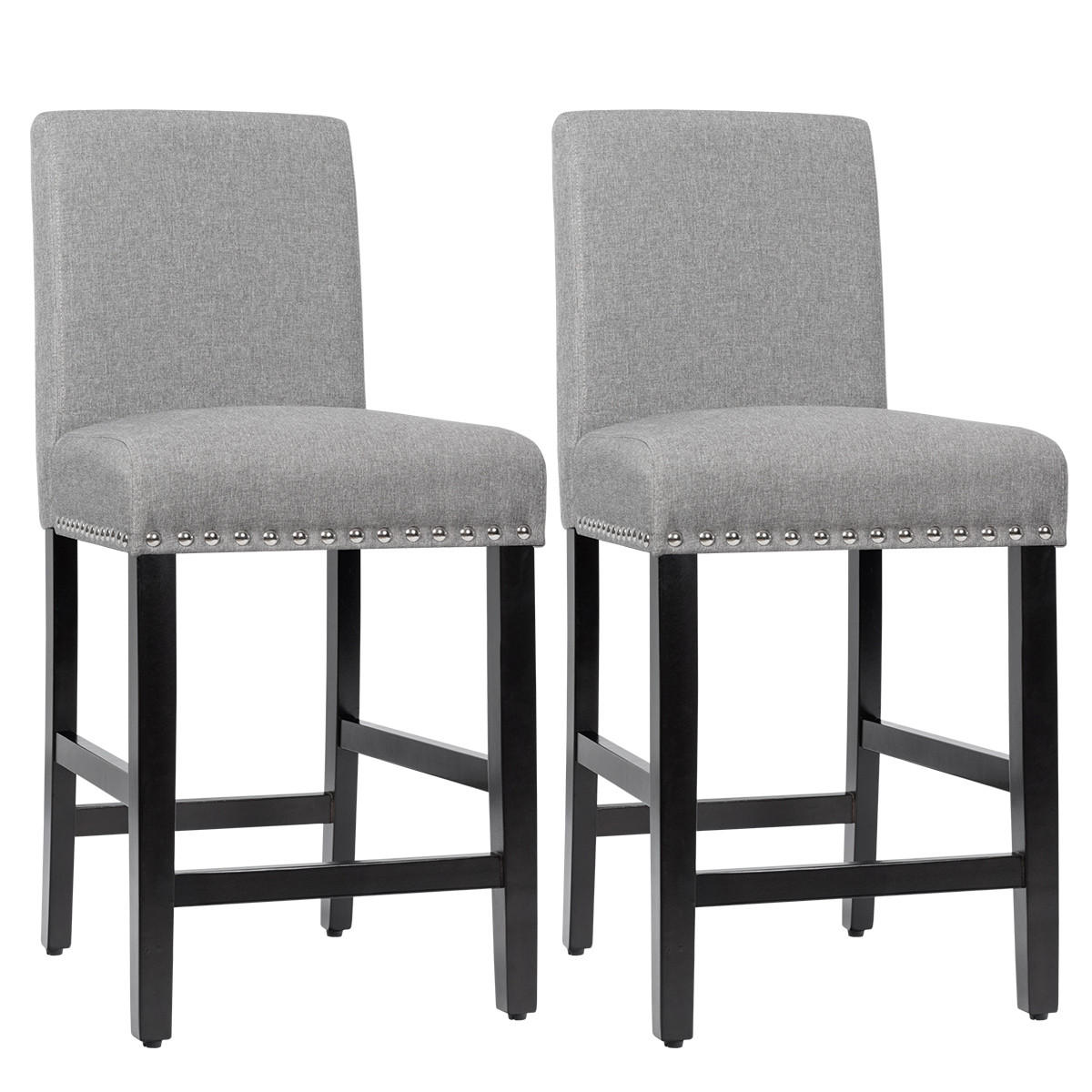 BARHOCKER Grau(2er-Set) - Grau, Metall (53/93/42.5cm) - COSTWAY
