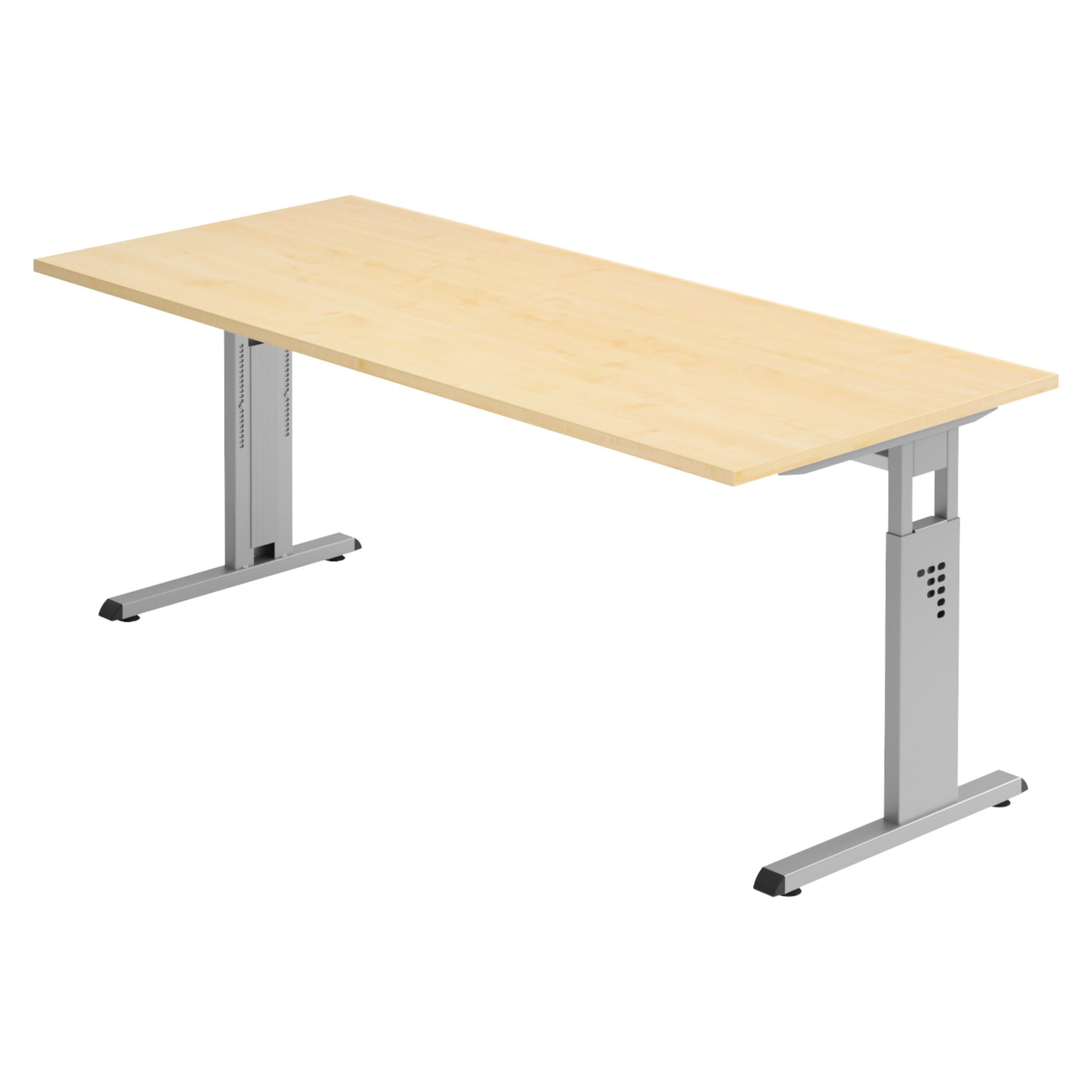 SCHREIBTISCH Serie-O 80/180/74 cm in Ahornfarben/Silberfarben - Silberfarben/Ahornfarben, Holzwerkstoff (80/180/74cm) - bümö