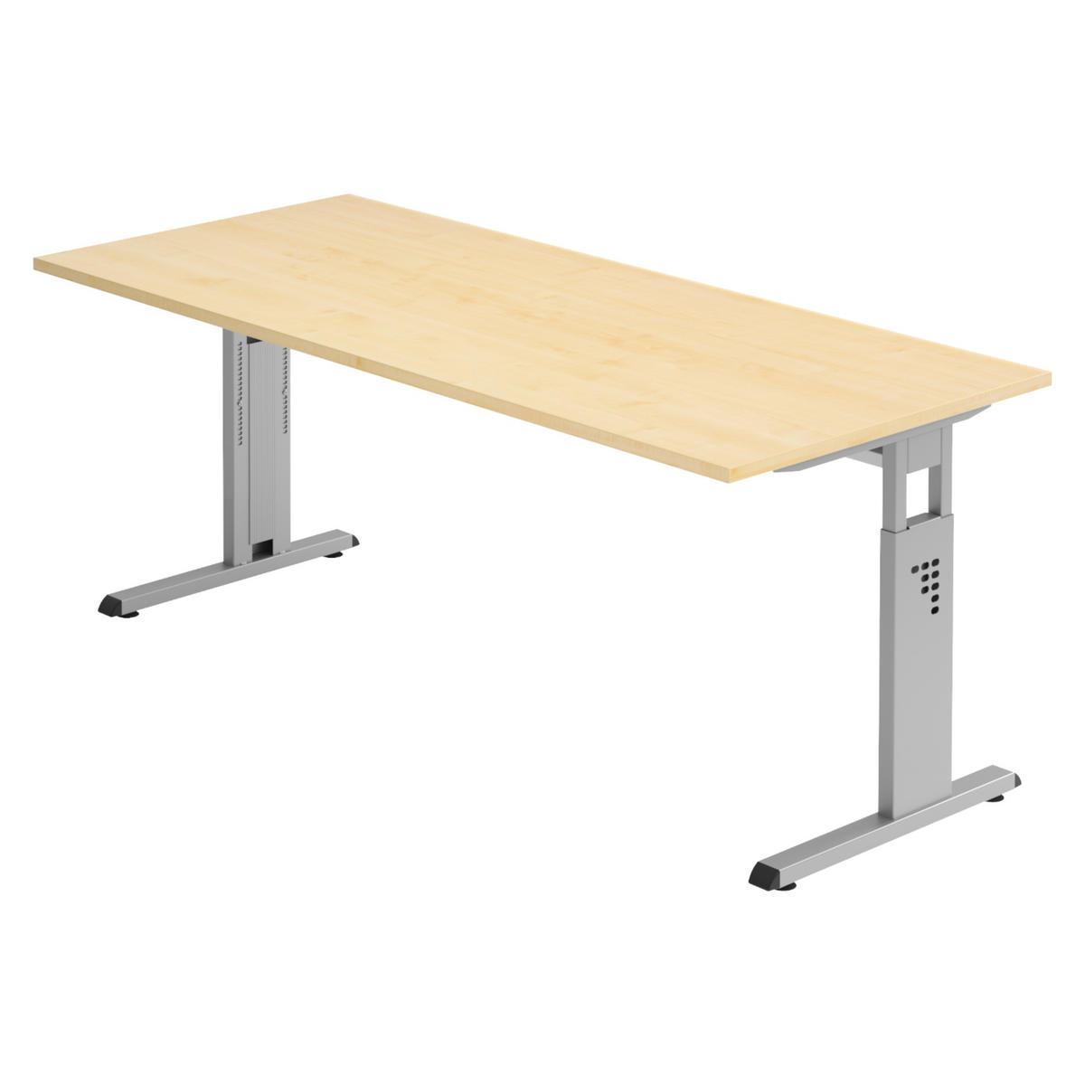 SCHREIBTISCH Serie-O 80/180/74 cm in Ahornfarben/Silberfarben - Silberfarben/Ahornfarben, Holzwerkstoff (80/180/74cm) - bümö