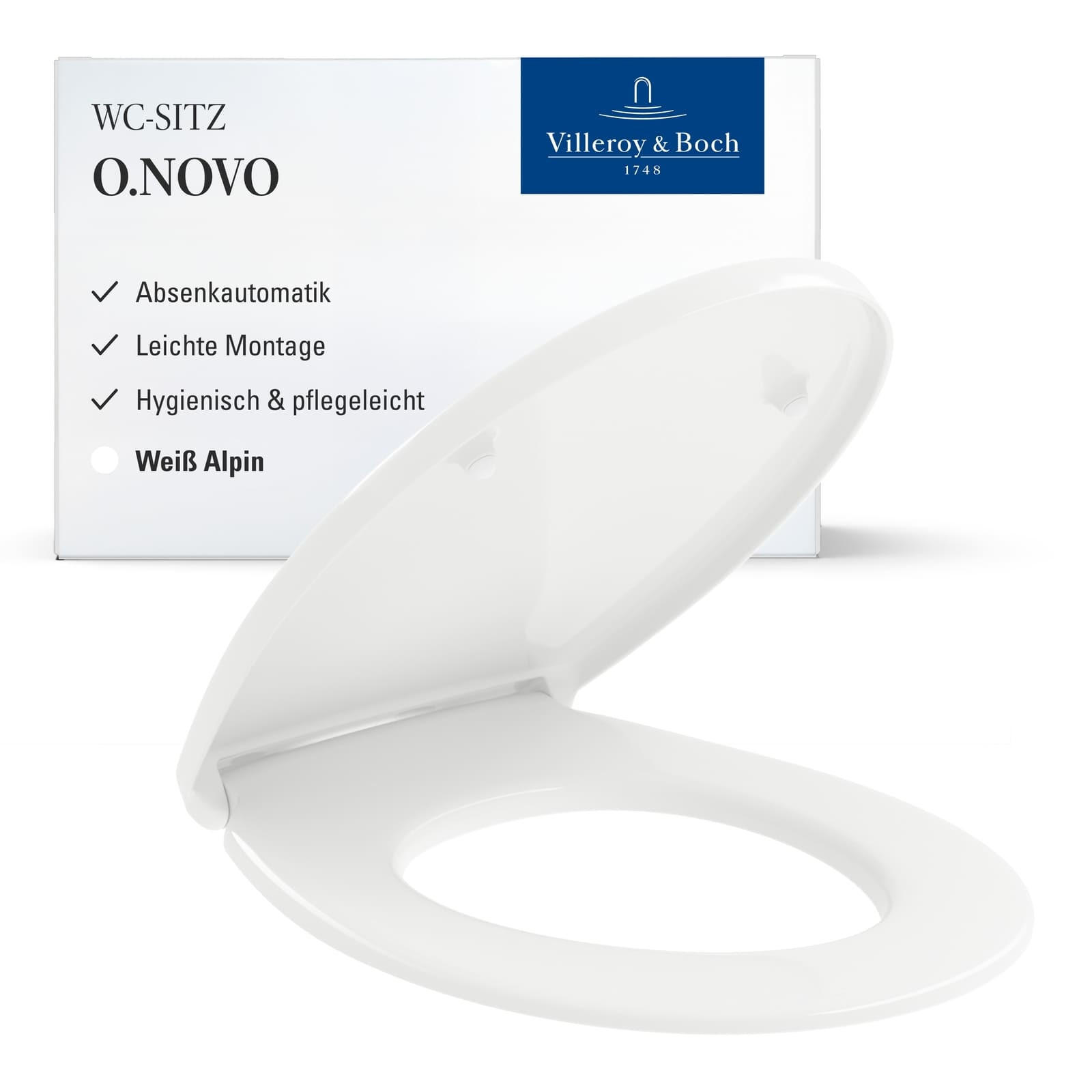 WC-SITZ O.novo weiß 438 x 368 x 49 cm - Weiß, Kunststoff (36.8/4.9/43.8cm) - Villeroy & Boch