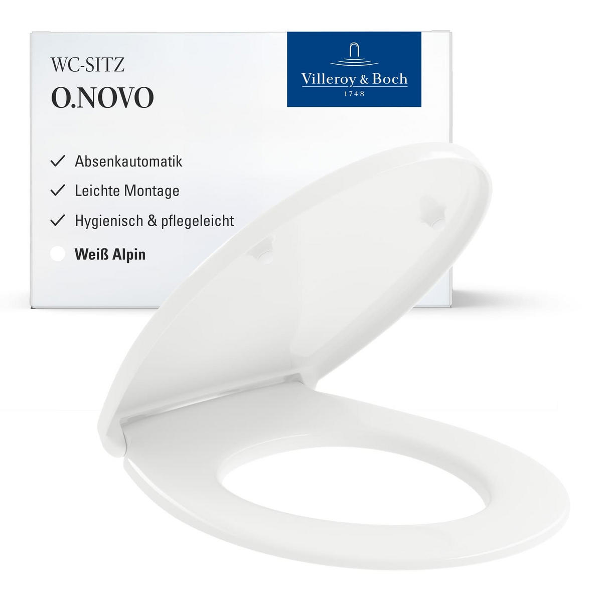 WC-SITZ O.novo weiß 438 x 368 x 49 cm - Weiß, Kunststoff (36.8/4.9/43.8cm) - Villeroy & Boch