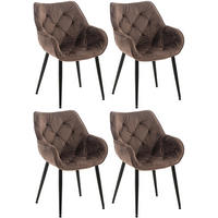 ARMLEHNENSTUHL 4er Set Samt Braun - Schwarz/Braun, Textil/Metall (58/83/62cm) - CLP
