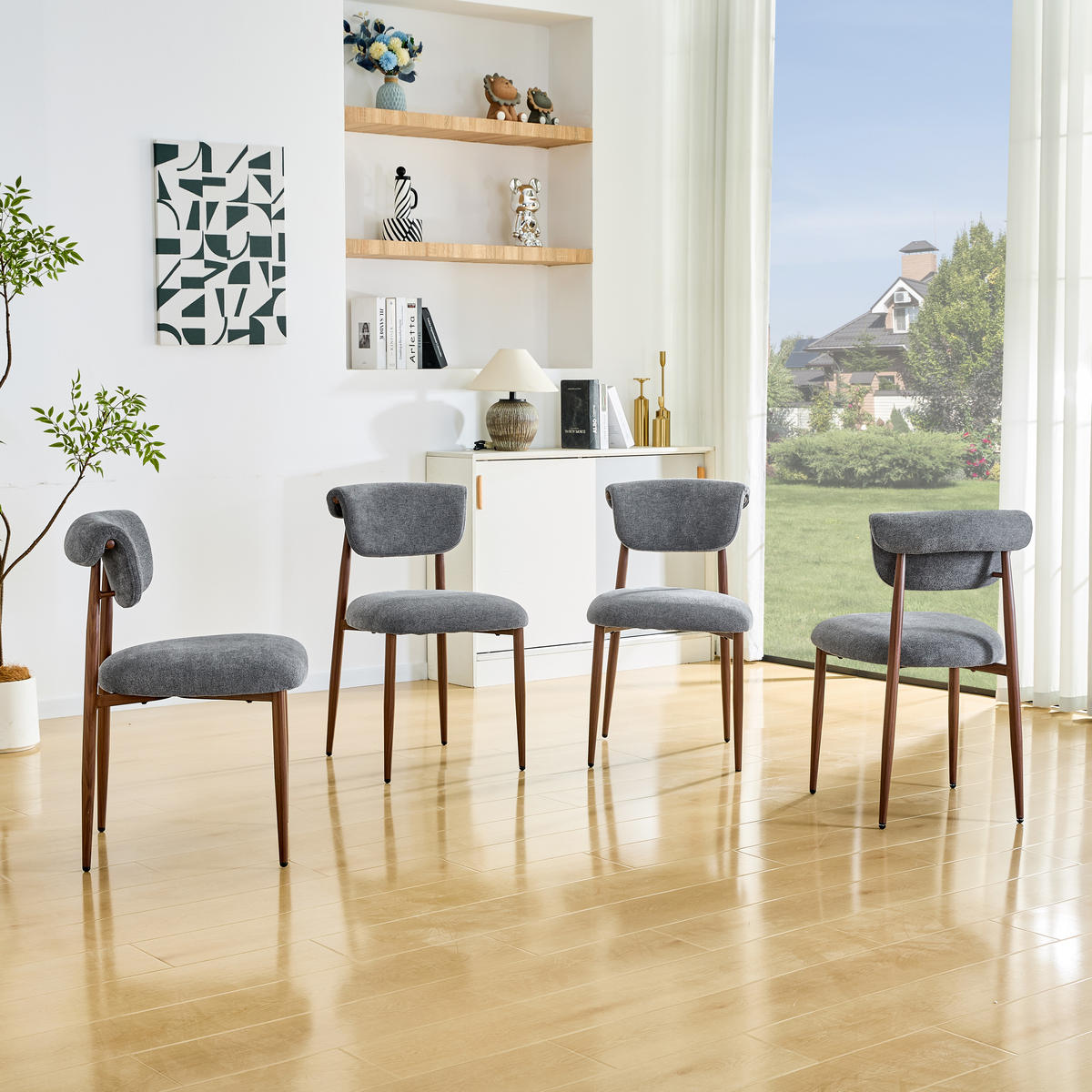 STUHL-SET DE-36452 4 Stück mit gebogener Rückenlehne Grau - Grau, Metall (58.5/83/48cm) - ComfortXL