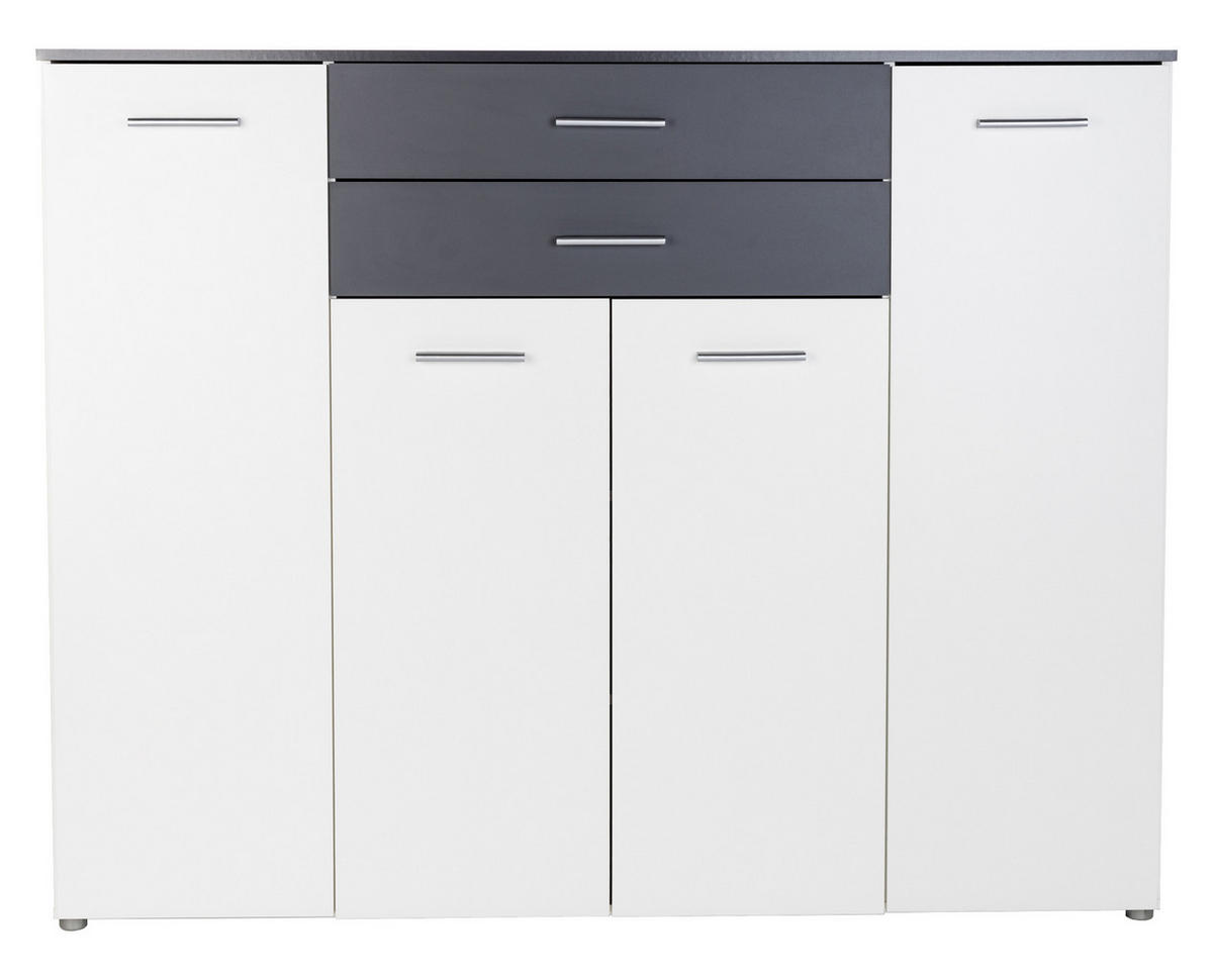 HIGHBOARD Kommode Prato - Anthrazit/Silberfarben, Holzwerkstoff/Kunststoff (156/123/39cm) - arthur berndt