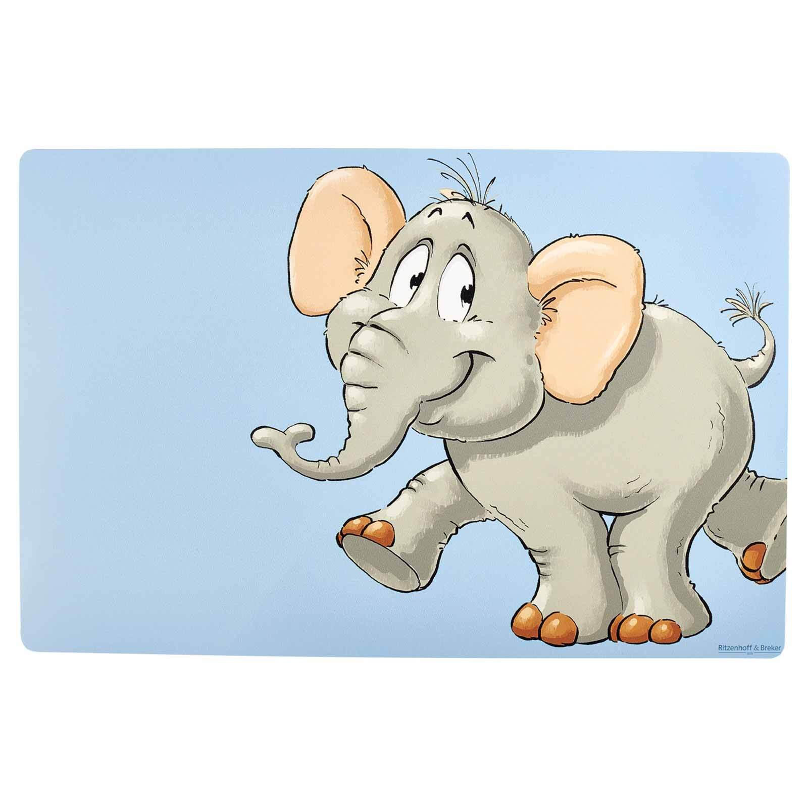PLATZSET Happy Zoo Elefant 45 x 30 cm - Blau, Kunststoff (45/30/1cm) - Ritzenhoff Breker
