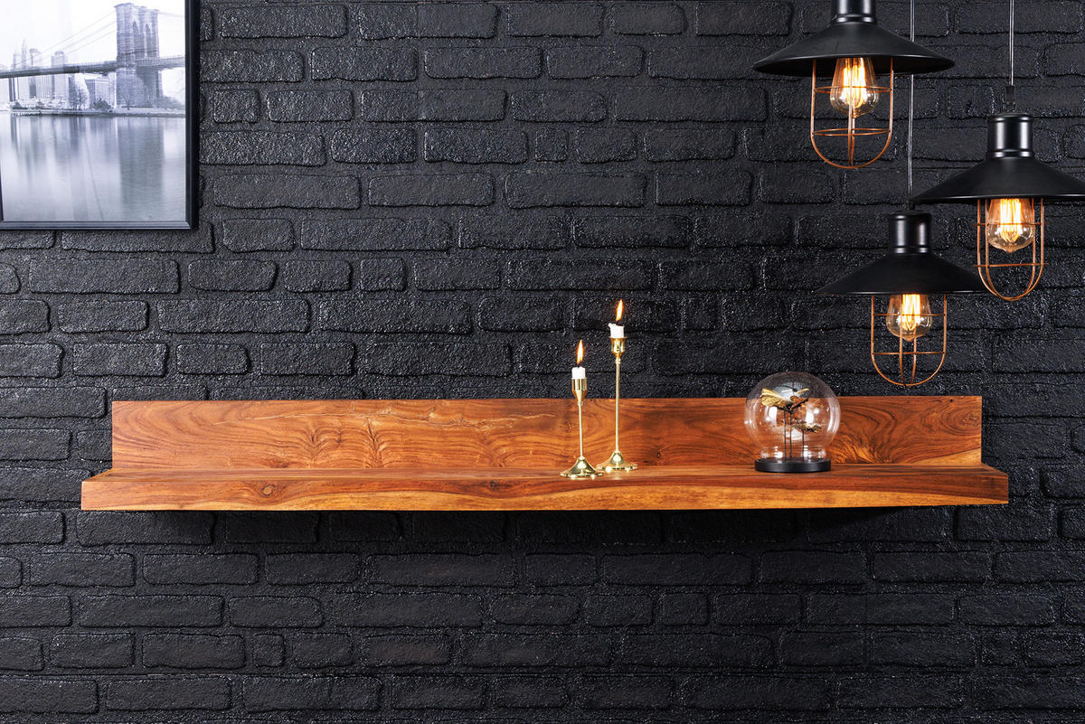 WANDREGAL MAKASSAR Sheesham Stone Finish 110 cm - Naturfarben, Holz (110/17/24cm) - riess-ambiente