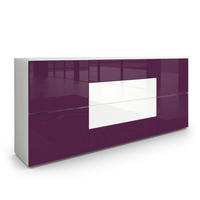 SIDEBOARD Rova Brombeer Hochglanz / Weiß Hochglanz - Brombeere, Holzwerkstoff (166/72/35cm) - Vladon