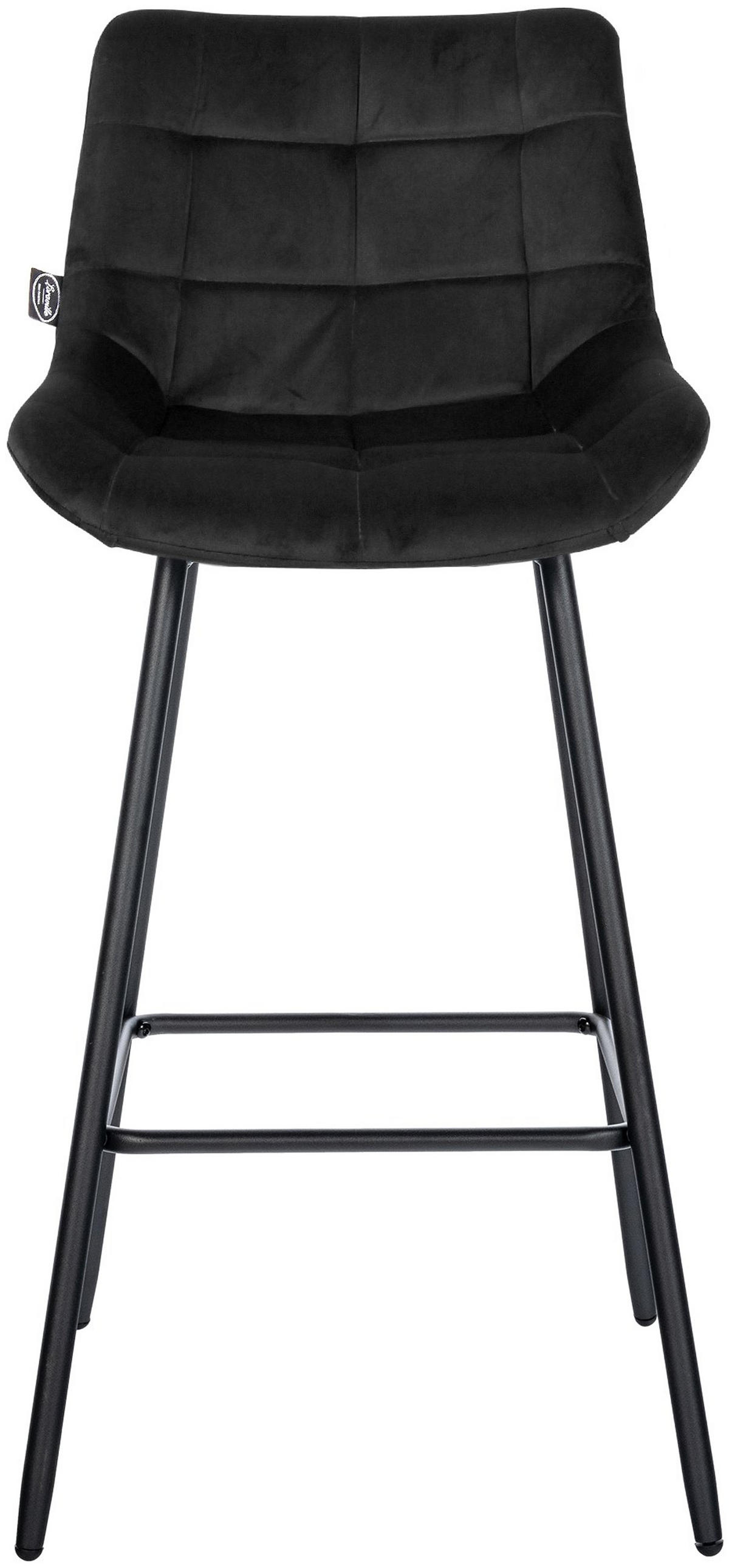 BARHOCKER Welton Samt schwarz - Schwarz, Textil/Metall (49/104/56cm) - TPFLiving