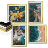 WANDBILDER 4er Set - 50x50 cm & 40x60 cm Goldrahmen - Meerstrand Zitronen Berge - Goldfarben, Kunststoff (50/50cm) - ArtPrintCave