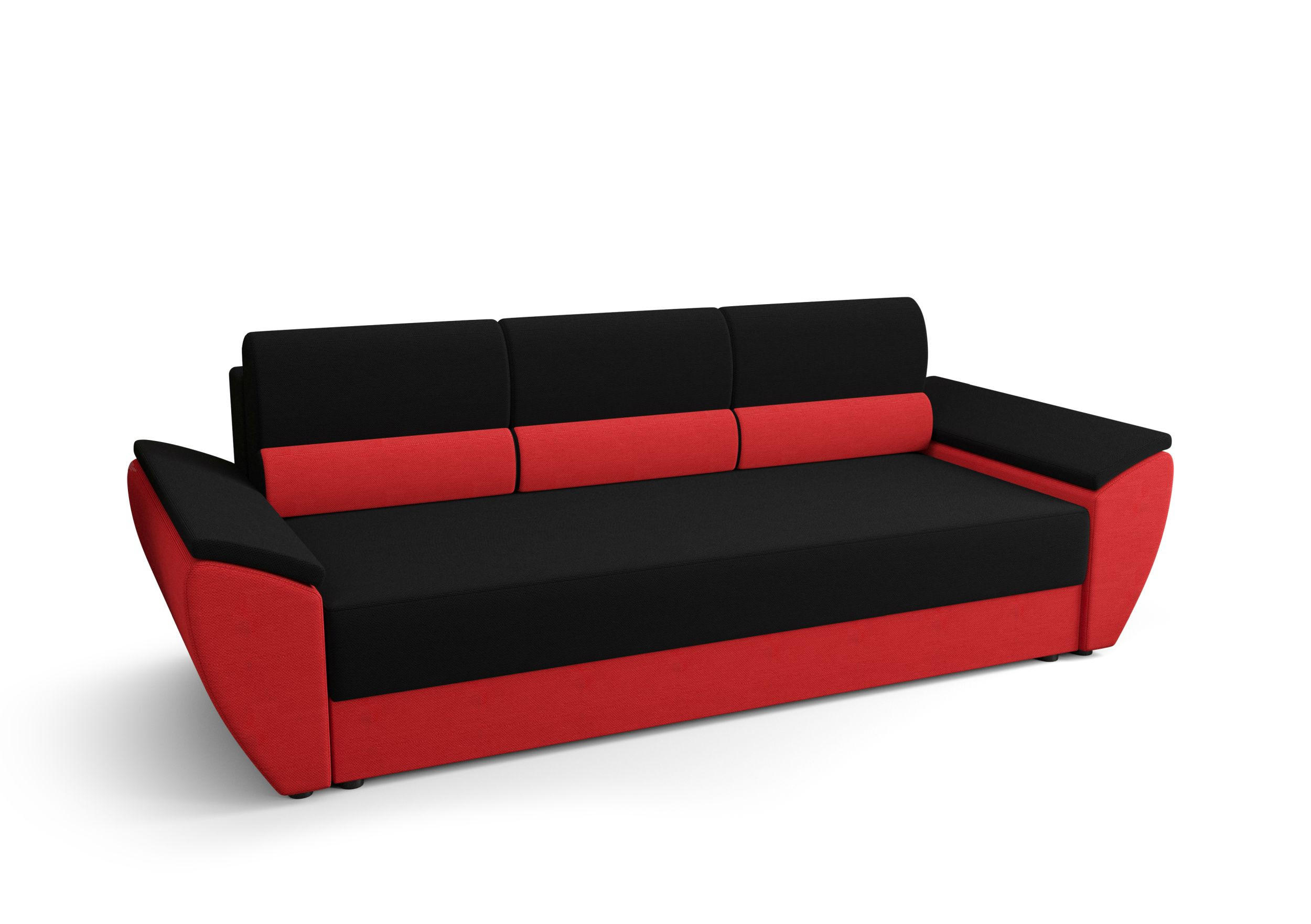 SOFA REBI BIS mit Schlaffunktion RAINBOW 15+22 mit Stauraum - Schwarz, Textil (80/78/240cm) - Bedante