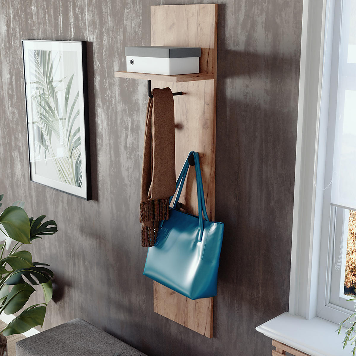 NÁSTĚNNÝ VĚŠÁK Siri Zlatý mocný dub - medově dubová, kompozitní dřevo (36/135/21.6cm) - Vicco