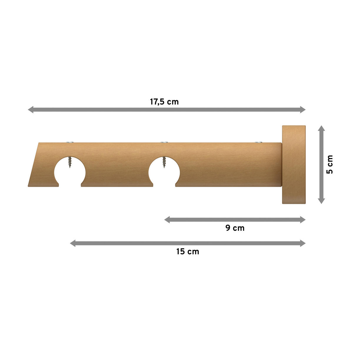 TRÄGER FÜR INNENLAUFSTANGEN 20 mm Ø, Talent 2-läufig, Buche - Buchefarben, Holz (18/5.3/5.3cm) - INTERDECO