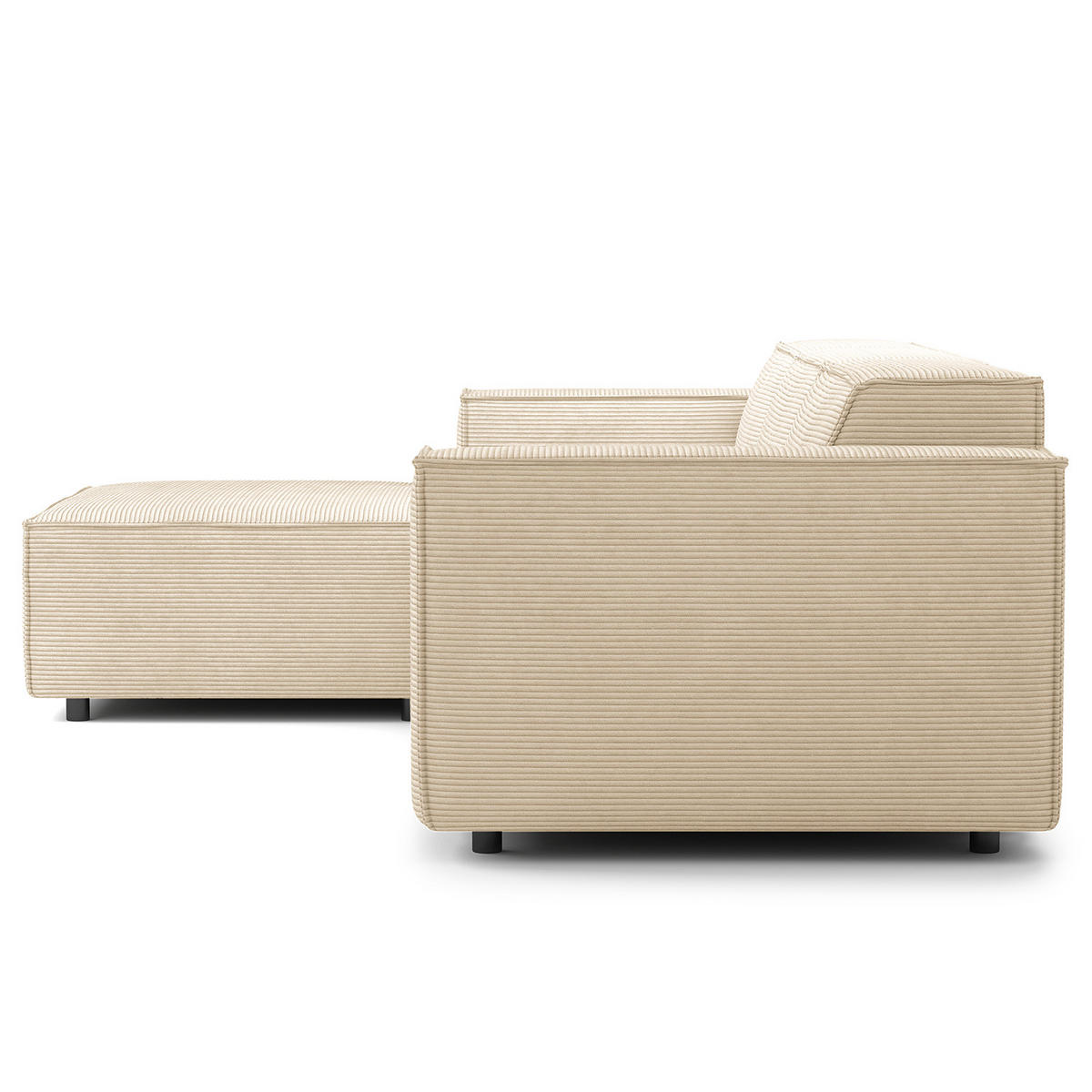 ECKSOFA mit Longchair - Beige/Schwarz, Kunststoff/Textil (260/177cm) - home24