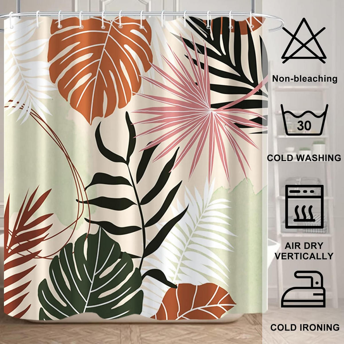 DUSCHVORHANG Polyester schimmelresistent wasserdicht - Multicolor, Textil (200/180cm) - MCBOSON