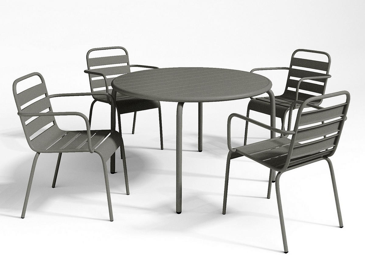 GARTENESSGRUPPE im Set - 4 -Sitzer - Stahl - anthrazitgrau - MIRMANDE - Anthrazit, Metall - Vente-Unique