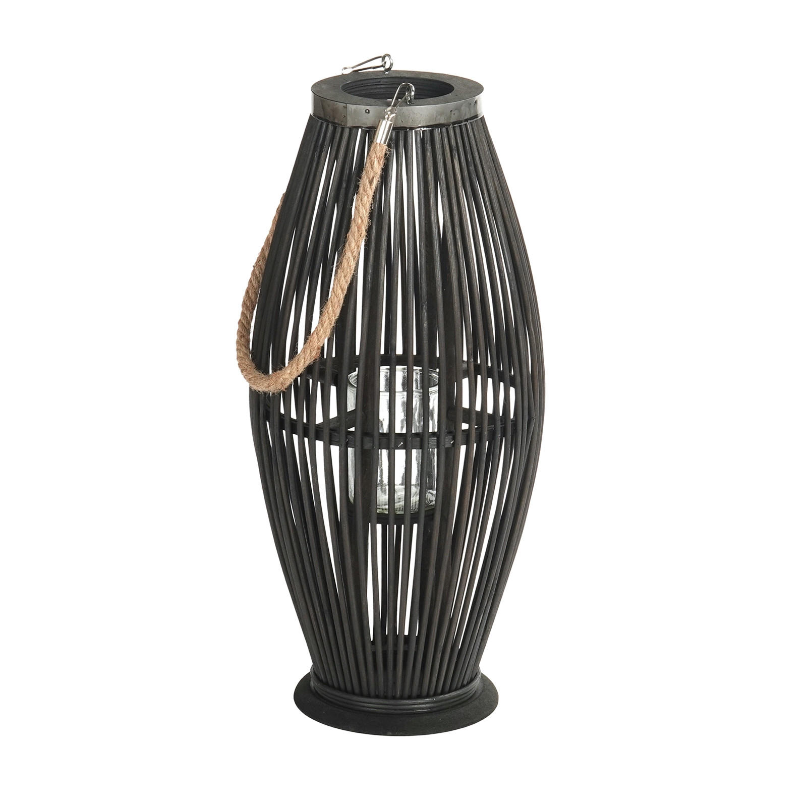 LATERNE Zya 50 Bambus, mit Henkel und Glaseinsatz schwarz - Schwarz, Holz (22/50/22cm) - CREEDWOOD