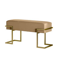 POLSTERBANK CELY 80 cm, Dunkelbeige, Goldener Rahmen - Beige/Goldfarben, Textil/Metall (80/42/34cm) - Bettso