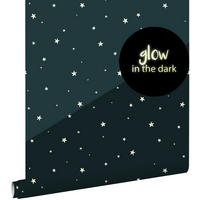 GLOW-IN-THE-DARK Tapete fluoreszierenden Sterne 53 cm x 10.05 m - Blau, Papier (53/0.1cm) - ESTAhome
