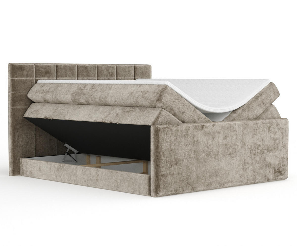 BOXSPRINGBETT Ava Beige 180/200 cm - Beige/Schwarz, Holz/Holzwerkstoff (180/200cm) - Maison de Reve