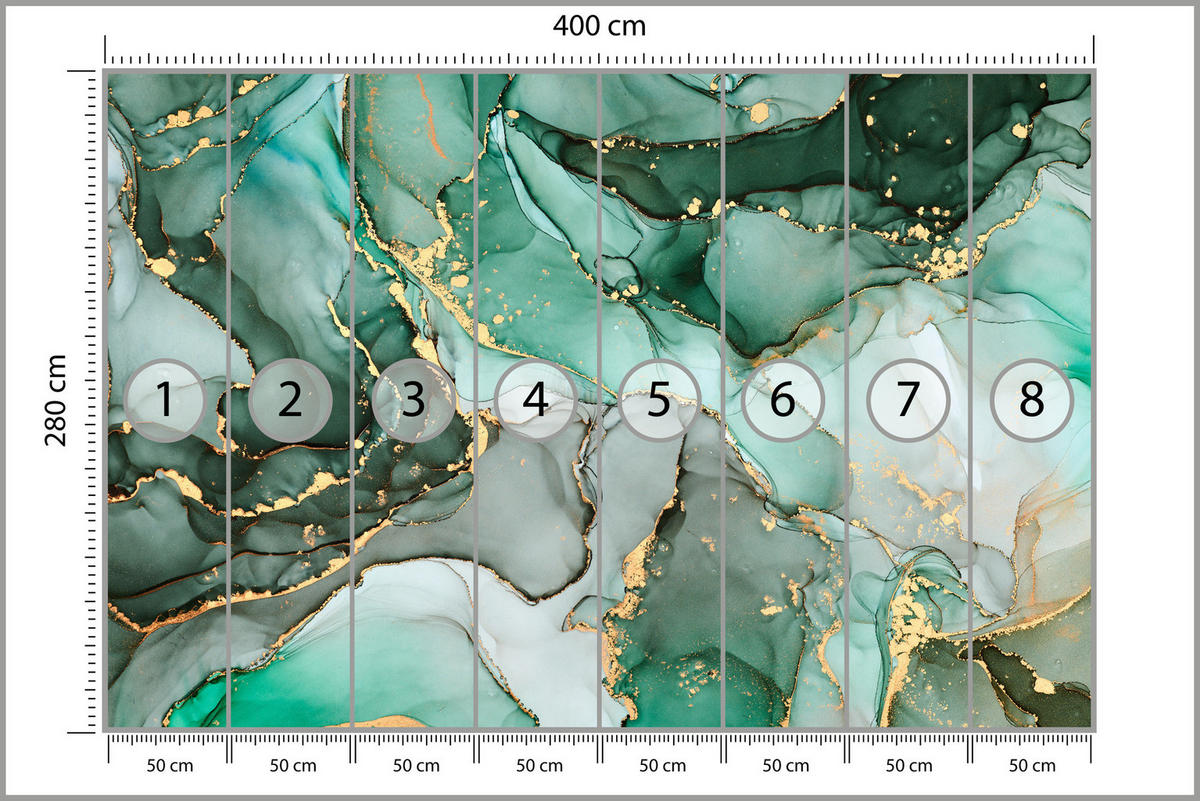 FOTOTAPETE Grüne Abstraktion Marmor Muster 400x280 - Beige/Grau, Papier (400/280cm) - Muralo