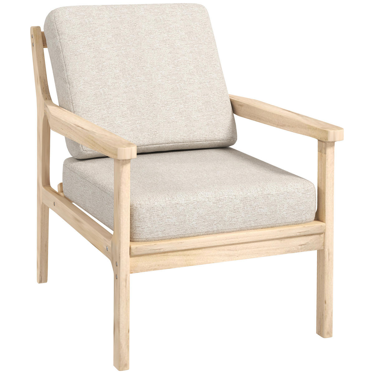 SESSEL Loungesessel mit Leinenoptik, Beige - Beige, Kunststoff (62/82/82cm) - HOMCOM