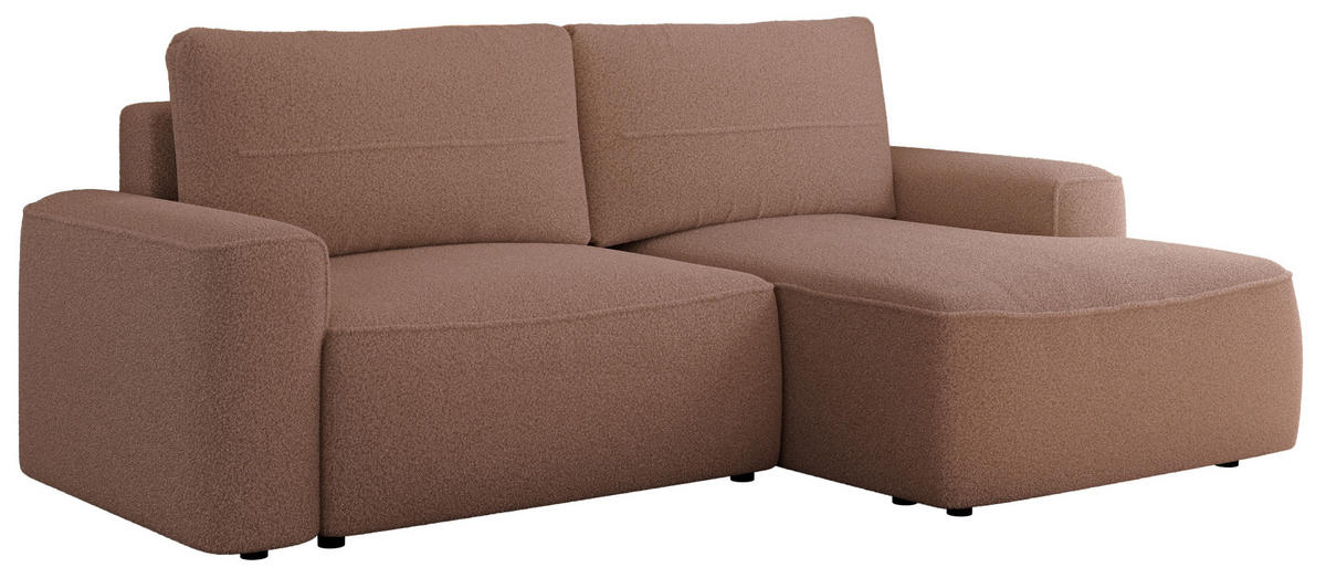 ECKSOFA BELLUNO L Rosa Boucle - Rechts - Schwarz/Rosa, Textil (233/144cm) - MKS