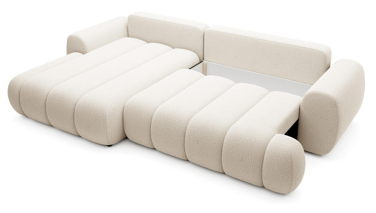 ECKSOFA mit Bettkasten Puro 270 cm, Links, Creme - Creme, Holz (272/168cm) - Emporius