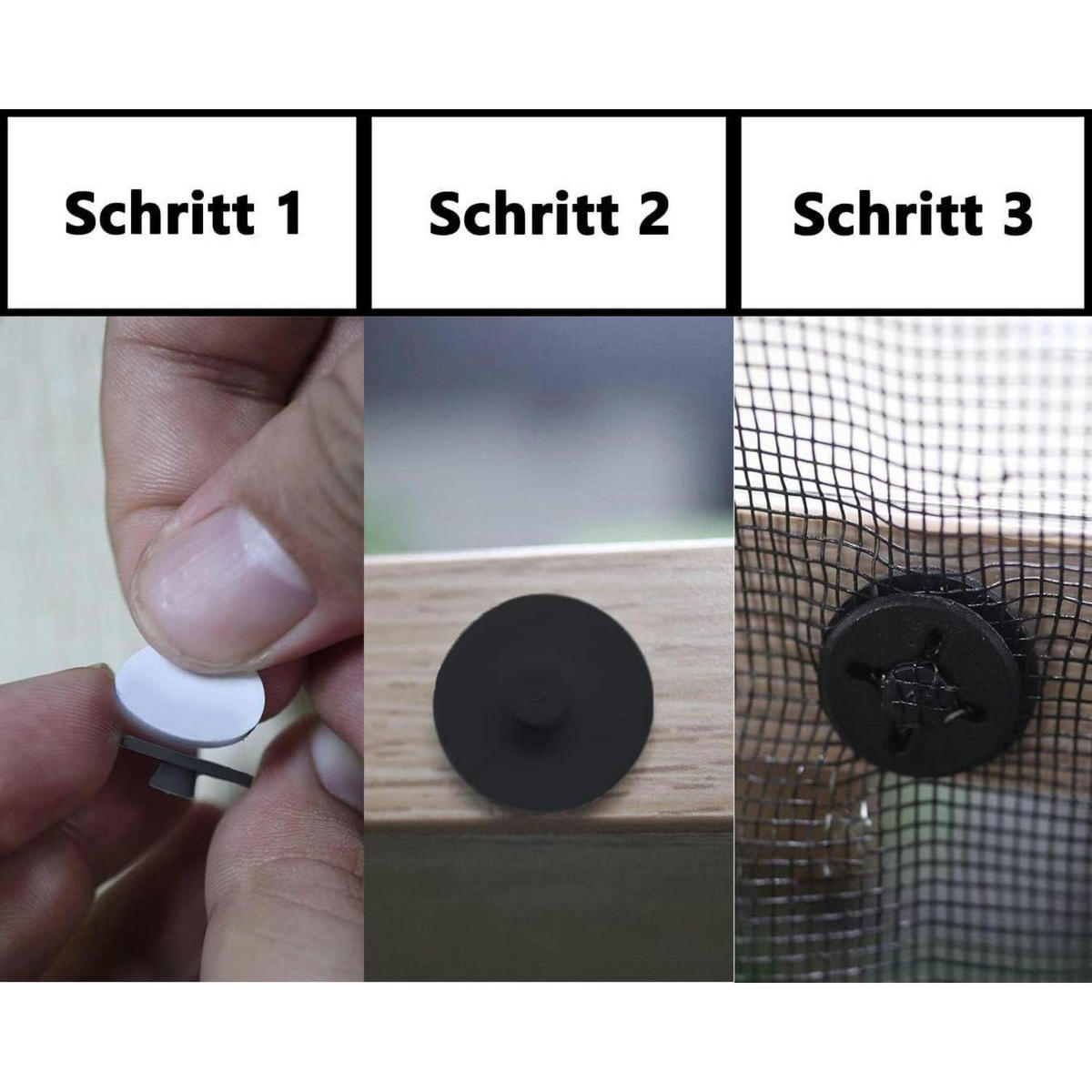 BEFESTIGUNGSKNÖPFE für Fliegengitter 36-teiliges Set Schwarz - Schwarz, Kunststoff (5/1/5cm)