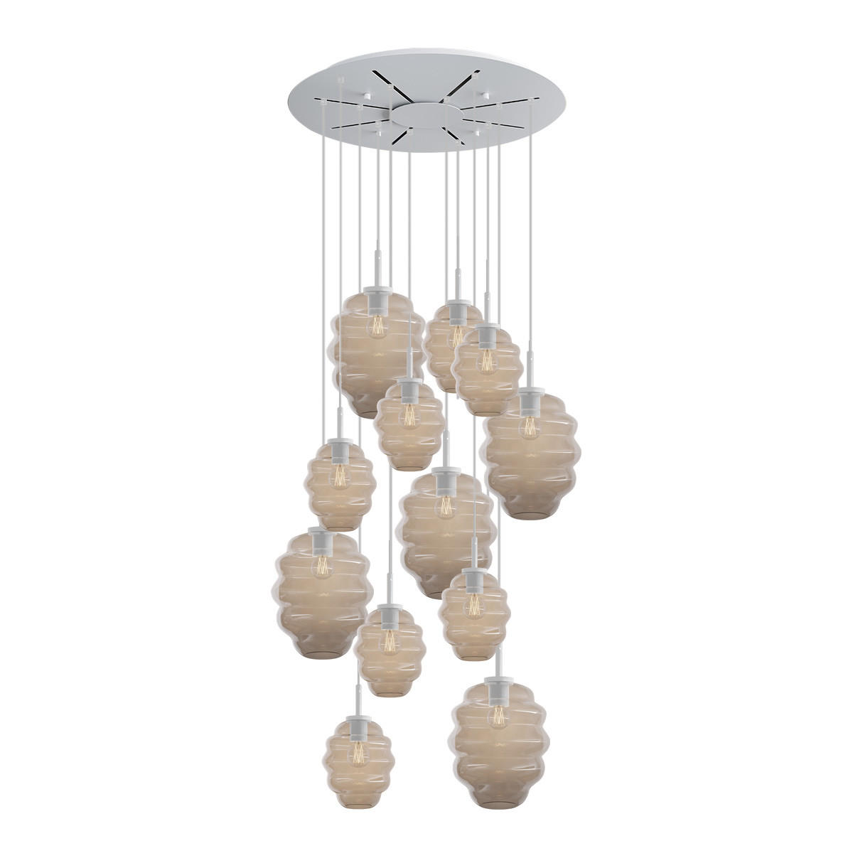 GALERIELEUCHTE Echos 12-flammig Klar Ø 18/25cm - Klar/Weiß, Glas (18/18/20cm) - s.luce