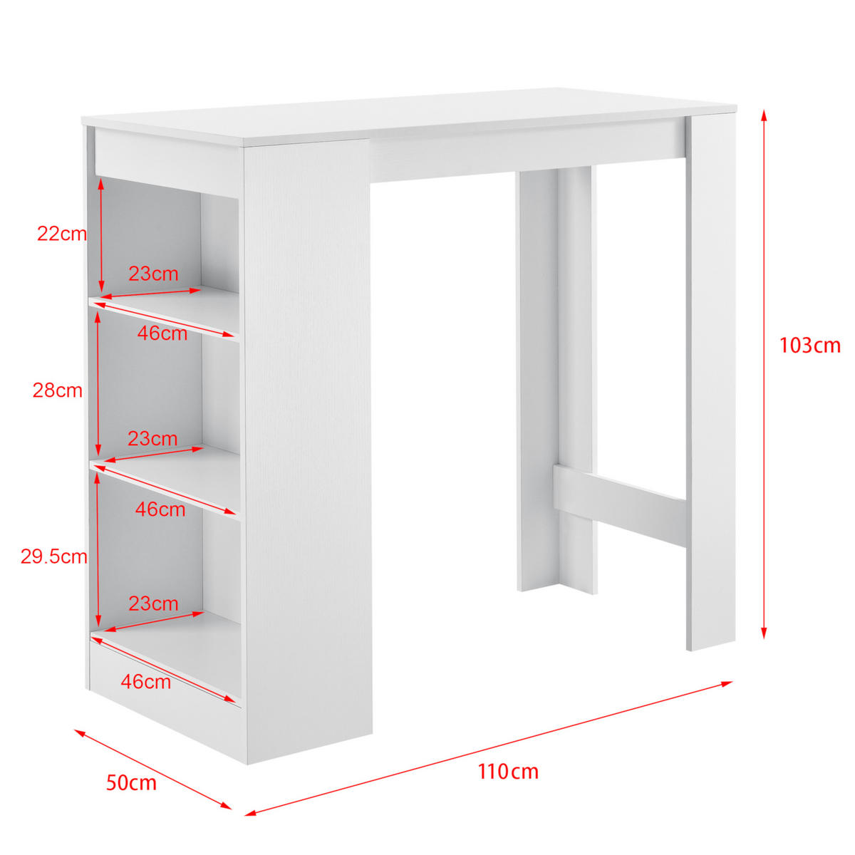BARTISCH Kouvala - Weiß, Holzwerkstoff (110/103/50cm) - [en.casa]