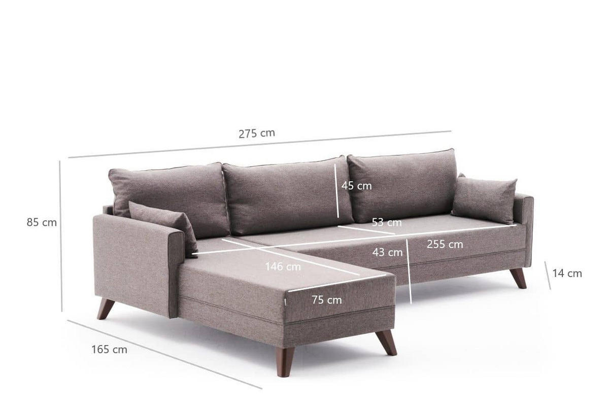 ECKSOFA mit losen Rückenkissen und Schlaffläche - Taupe/Rotbraun, Holz/Kunststoff (275/165cm) - myHomelando