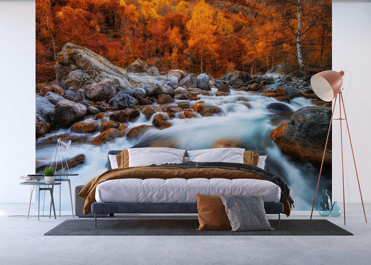 FOTOTAPETE Wasserfall 375 x 270 cm - Orange, Papier (375/270cm) - Sanders & Sanders