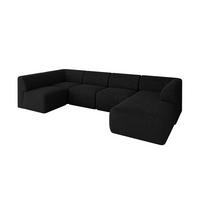 WOHNLANDSCHAFT Ottomane Rechts MOVO-L 345x180x78 cm Schwarz Tissu - Schwarz Hochglanz, Holzwerkstoff/Kunststoff (180/78/345cm) - ALTDECOR