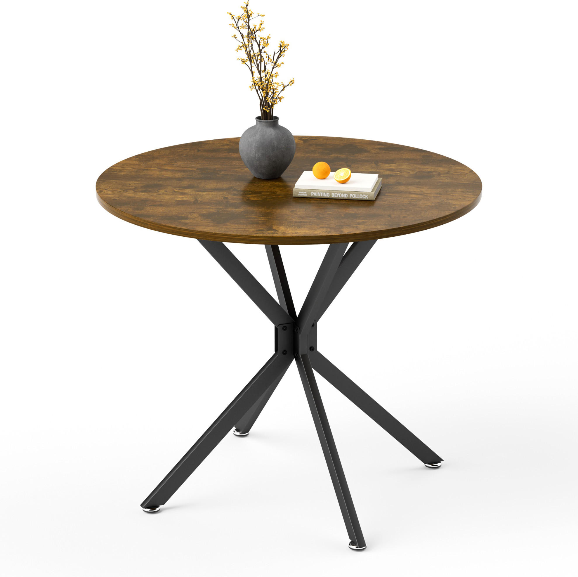 ESSTISCH 90/90/78 cm schwarz braun aus Spanplatte mit Metallbeinen - Schwarz, Holzwerkstoff (90/90/78cm) - OKWISH