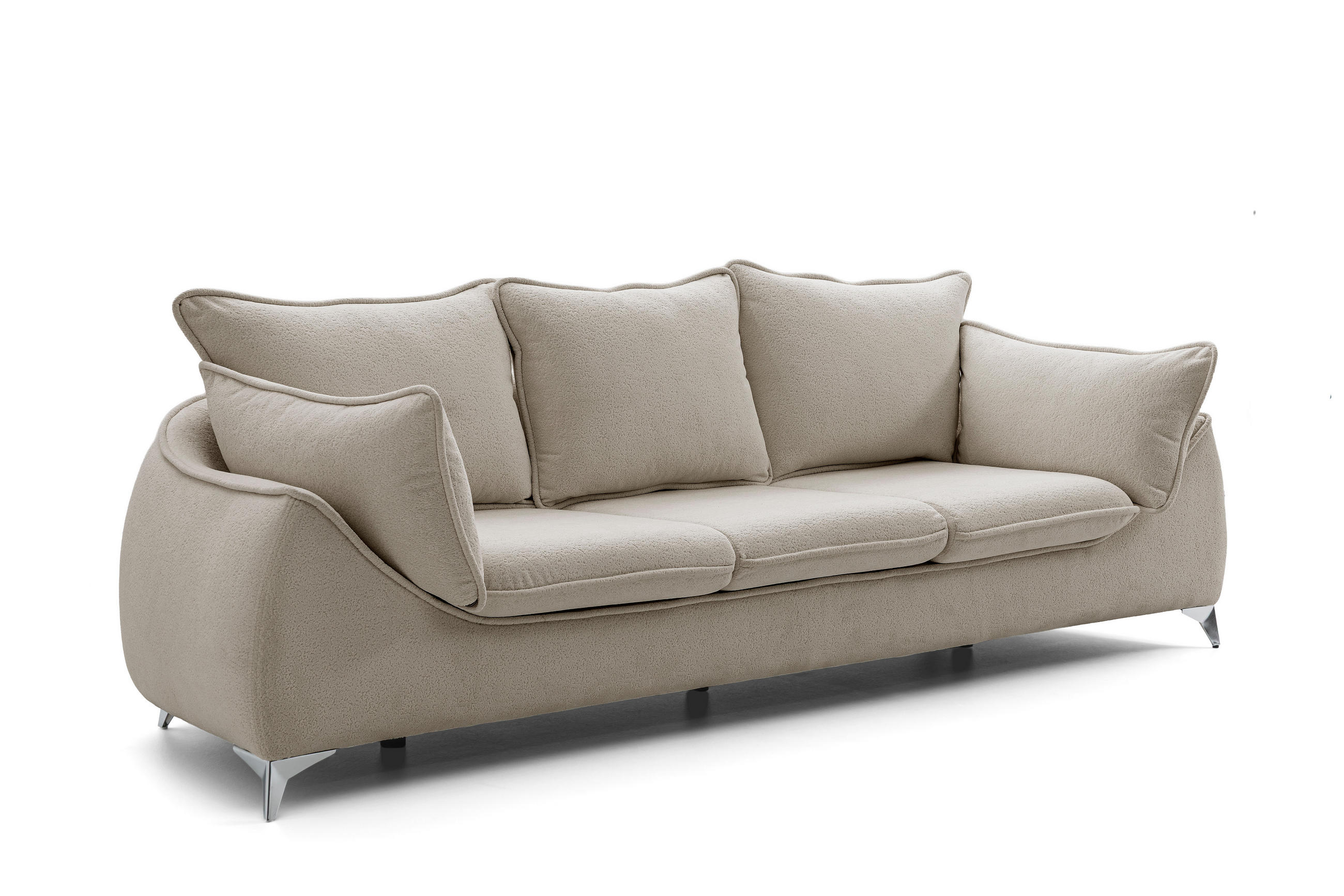 3-SITZER SOFA MELANI elegant Stillvoll Polstersofa 252 cm - Beige, Holz (252/90/88cm) - Muffo