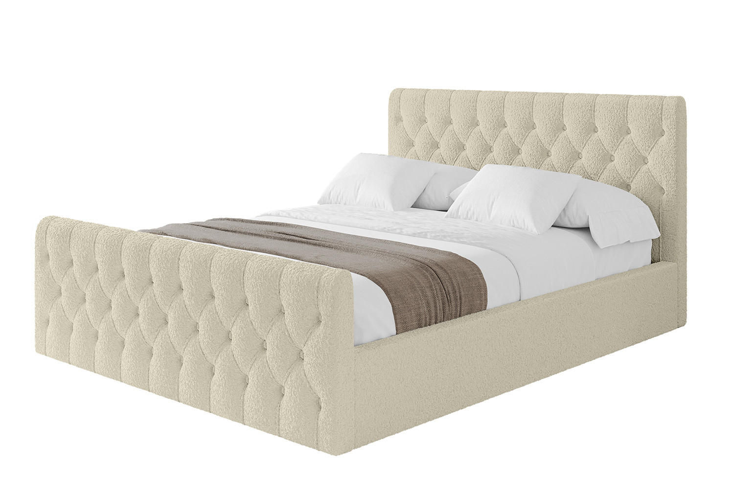 POLSTERBETT mit Bettkasten, Fußteil und Lattenrost, Boxbett mit Matratze H3/H4 - RENO-Z 160x200 Beige - Taupe, Holzwerkstoff/Textil (160/200cm) - ALTDECOR