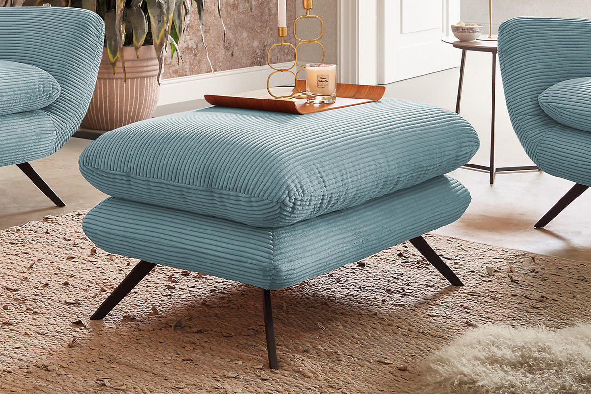 SITZGRUPPE CHARME Hellblau - Hellblau, Textil (225/94/95cm) - KAWOLA