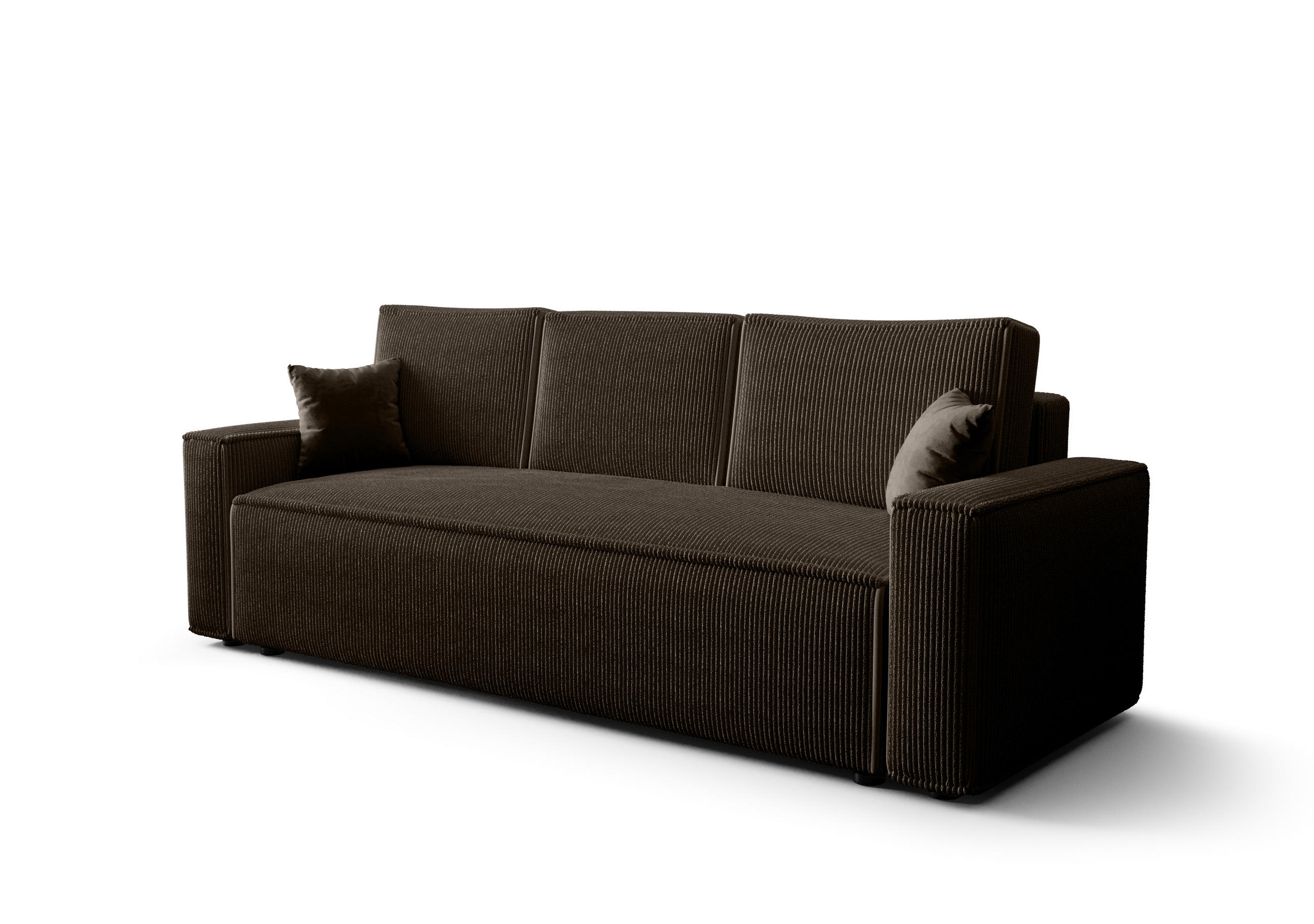 SOFA AMBRO Poso 06 mit Schlaffunktion, Dunkelbraun, Sofa mit Stauraum - Braun, Textil (90/85/230cm) - Bedante
