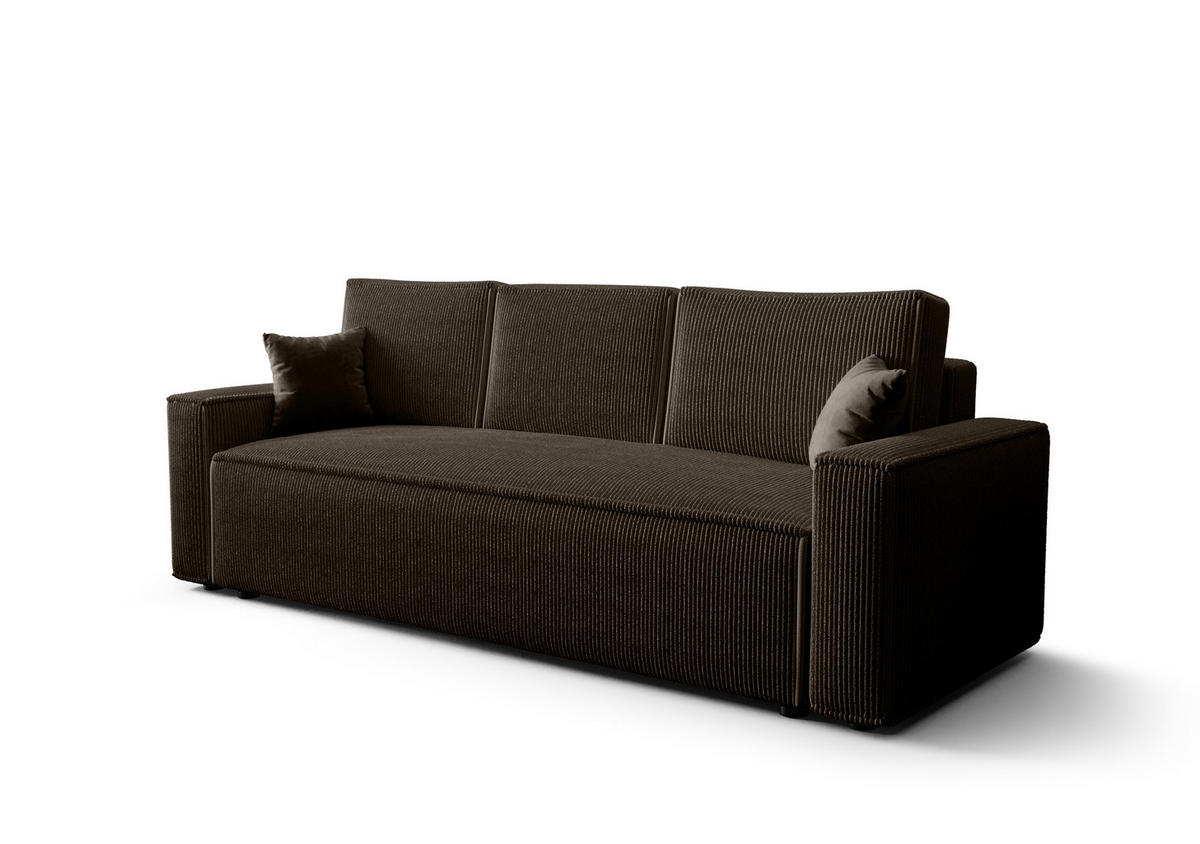SOFA AMBRO Poso 06 mit Schlaffunktion, Dunkelbraun, Sofa mit Stauraum - Braun, Textil (90/85/230cm) - Bedante
