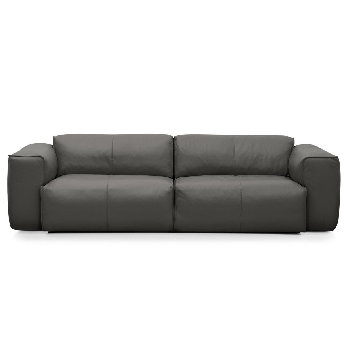 3-SITZER SOFA - Schwarz/Grau, Leder/Kunststoff (251/71/102cm) - home24