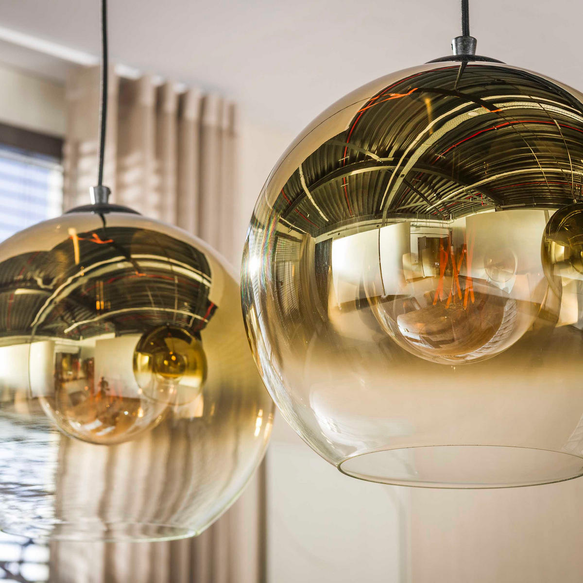 HÄNGELEUCHTE Bubble Gold 29/115/150 cm - Goldfarben, Glas (29/115/150cm) - Hoyz Collection
