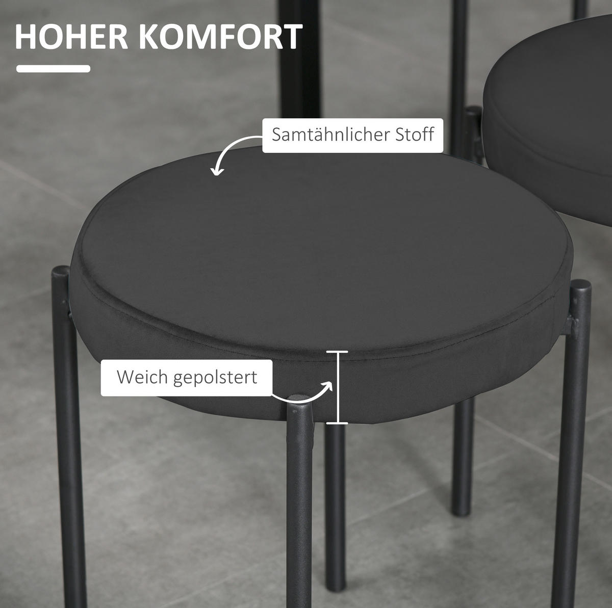 ESSZIMMERHOCKER 4er-Set 41,5/41,5/46 cm Schwarz aus Metall stapelbar - Schwarz, Metall (41.5/46/41.5cm) - OKMYHOME