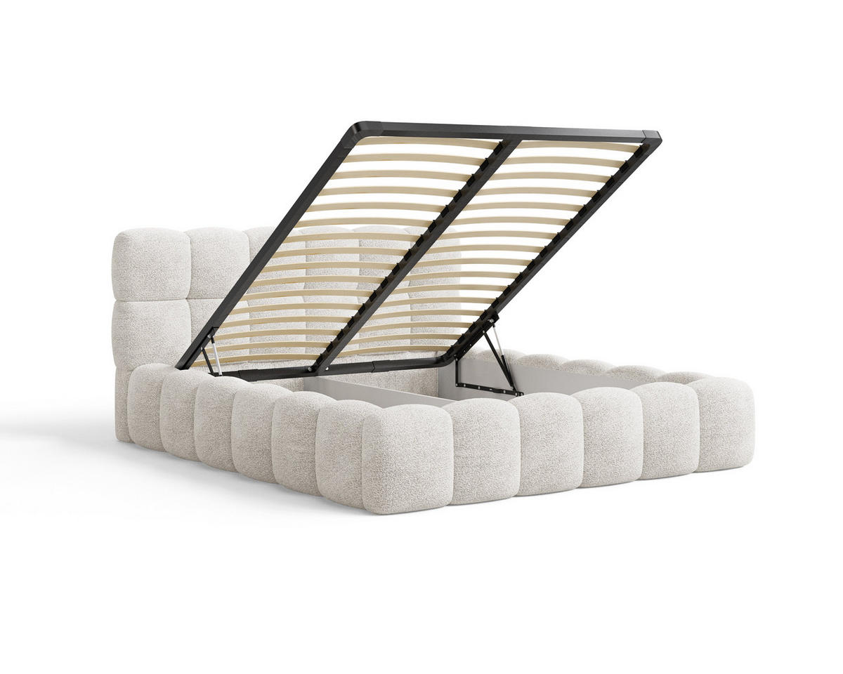 POLSTERBETT 19 - 140x200 cm – Arena – Bett mit Federmechanismus und Stauraum - Weiß, Holz (140/200cm) - ROYAL24_MARKT