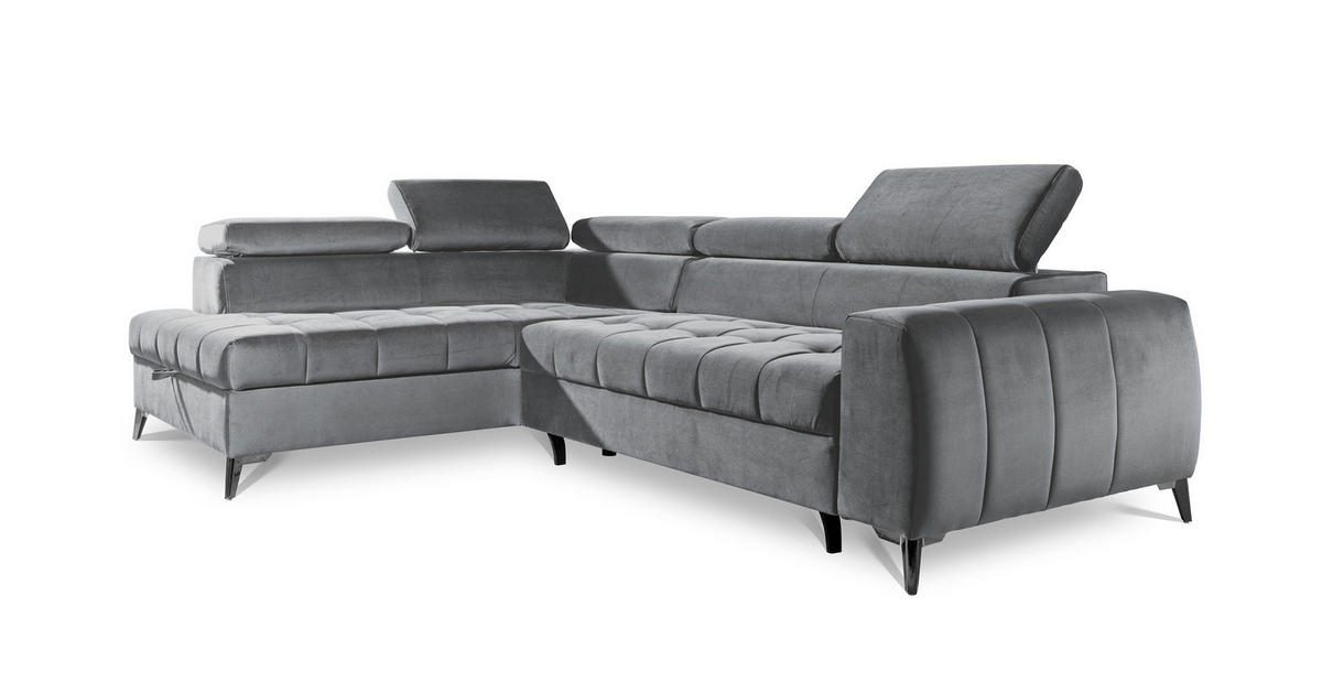ECKSOFA Schlafsofa Agnesa In Salvador - Grau, Holzwerkstoff/Textil (275/200cm) - Fun Möbel