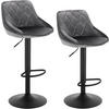 BARHOCKER 2er Set, aus Samt, Drehbar, Dunkelgrau - Dunkelgrau/Schwarz, Textil/Metall (47/83/39cm) - Woltu