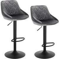 BARHOCKER 2er Set, aus Samt, Drehbar, Dunkelgrau - Dunkelgrau/Schwarz, Textil/Metall (47/83/39cm) - Woltu