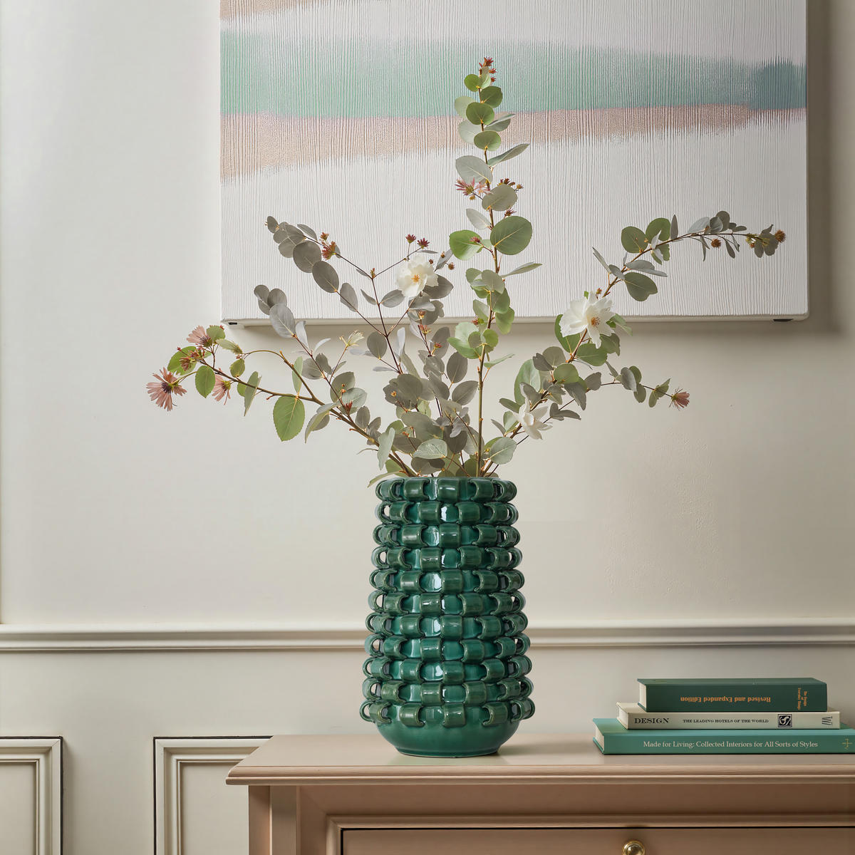 VASE, Ø10.7 x H31 cm, dunkelgrün - Dunkelgrün, Keramik (31cm) - Hometopia