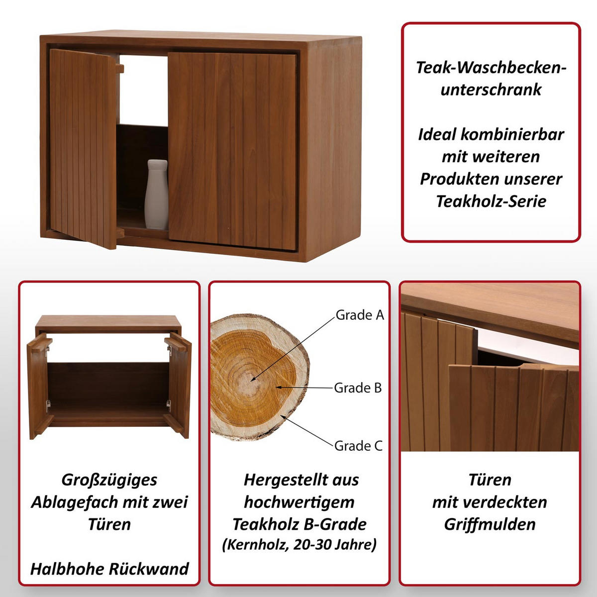 WASCHBECKENUNTERSCHRANK Braun - Braun, Holz (70/50/40cm) - MCW