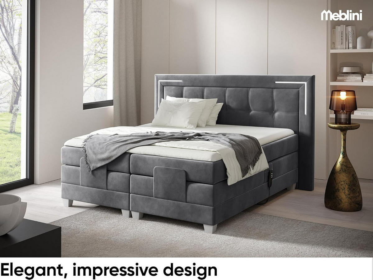 BOXSPRINGBETT TARENTE - Dunkelgrau, Holzwerkstoff (120/200cm) - Meblini