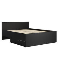 BETT Maxivo Schwarz, mit hohem Kopfteil und Holzrahmen, Bettzeugbehälter - Schwarz, Holzwerkstoff (160/200cm) - Bettso